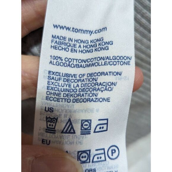 Tommy Hilfiger Women's Large Gray Cotton Classic Cable Knit V-Neck Sweater - Picture 5 of 5